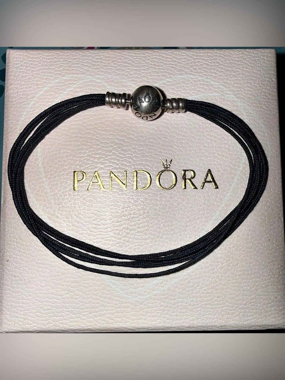 PANDORA Moments multi-strand bracelet Black & Silver